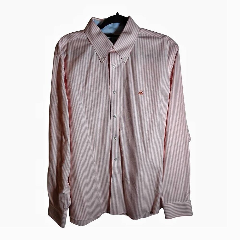 Brooks Brothers Pink & White‎ Striped Casual Shirt Size L